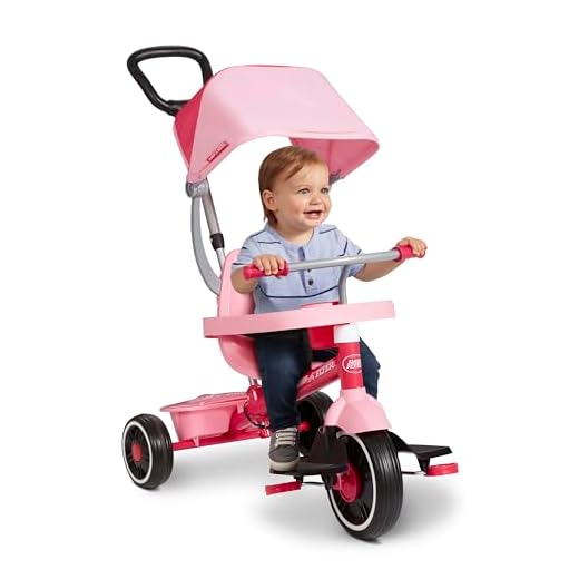 Toddler Bike, Kids Bike, Tricycle Toddler Toys for Ages 2-4, Baby Toy, Radio Flyer 4-in-1 Stroll 'N Trike, for Ages 1-5 Years, Pink (Amazon Exclusive)