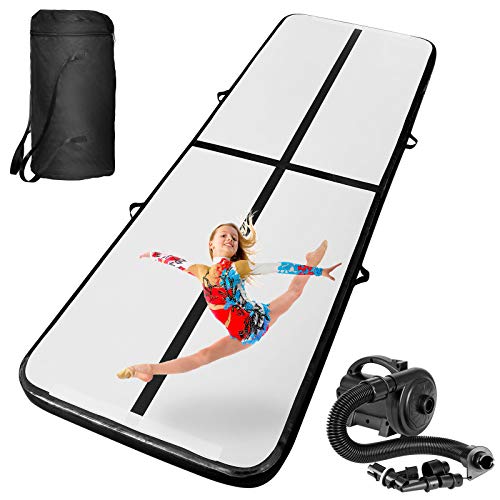 INTEY 10ft Inflatable Gymnastics Air Track Tumbling Mats with Electric Pump, Tumble Track Air Mat for Gymnastics Training/Home Use/Water Yoga/Cheerleading