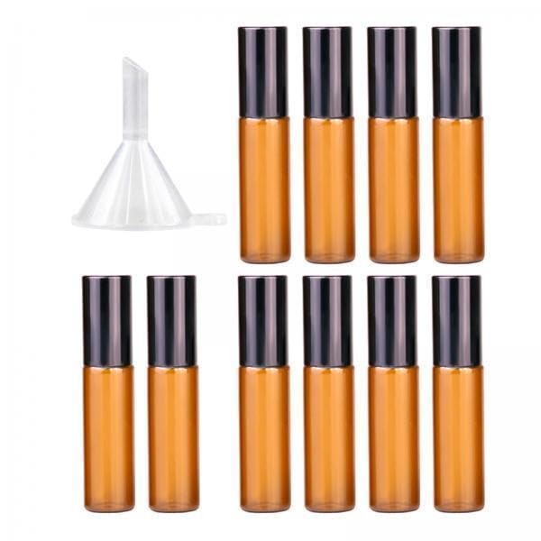 Fhtdhm Roll On Botellas Esenciales Aceite Perfume Recargables Envase Reutilizable Bola Acero Inoxidable Vidrio Adecuado para Laboratorio Viajes Uso