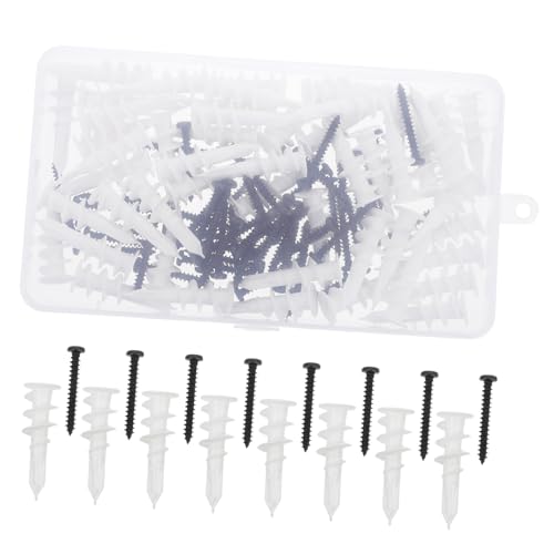 Cabilock 1 Set Plastic Anchors and Screws Set Self Drilling Threaded Screws for Drywall Installation Easy to Use for Hanging Shelves and Fixtures Includes Storage Box