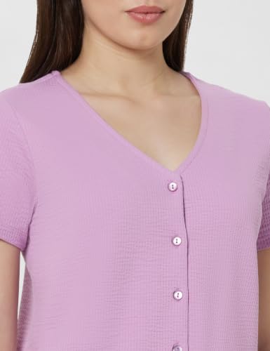 Image of Amazon Brand - Symbol Women's Seer Sucker V-Neck Knit Casual Shirt Top (Button Down | Regular-fit | Stylish) (Available in Plus Sizes)