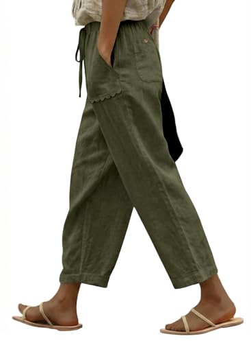 Image of Acelitt Women Casual Lightweight Drawstring Elastic Waist Pants with Pockets, S-XXL