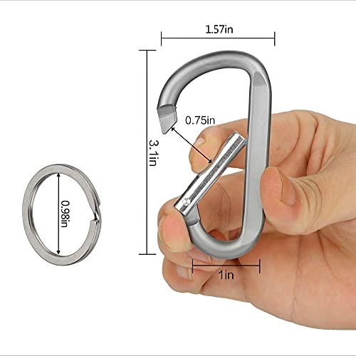 Image of CampTek Carabiner Caribeaner Clip,3 inch Large Aluminum D Ring Shape Carabeaner with Keyring Keychain Hook