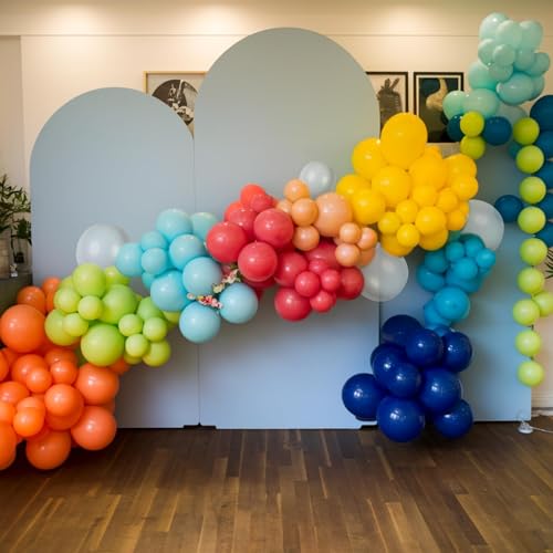 Image of Pool Party Balloons, 60pcs 12 Inch Blue Green Orange Yellow Hot Pink Teal Clear Balloons for Sea Life Theme Birthday Pool Beach Theme Party Decorations