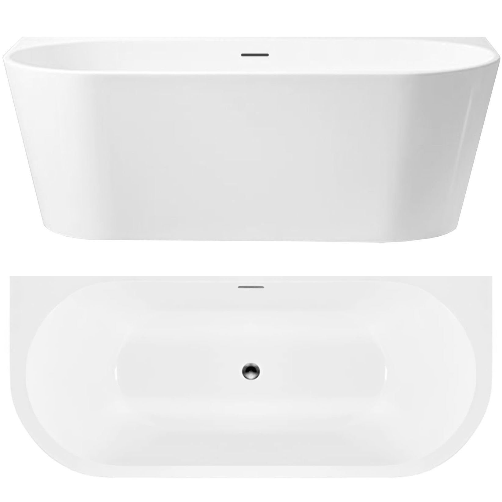 Rea Bañera adosada a la pared Capri 150Cm White, Comodidad clásica con instalación práctica - 150X75X58CM
