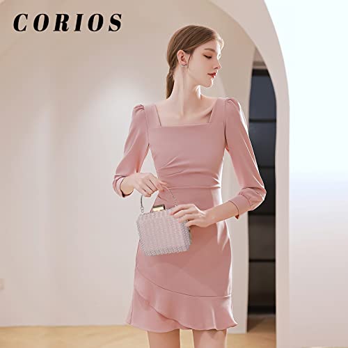 Damen Abendtasche Funkelnd Handtasche Glänzend Umhängetasche Glitzer Henkeltasche Hochzeit Brautbörse Elegant Schultertasche Cocktail Party Abschlussball Tasche für Frauen Roségold – Bild 3