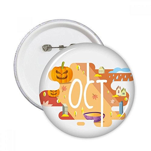 Bouton rond badge pins Octobre Saison vêtements décoration multicolore lot de 5 accessoires taille S