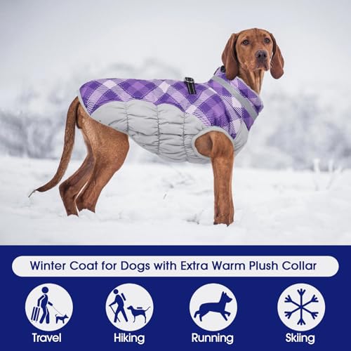 Image of FUAMEY Dog Cold Weather Coats Reflective Dog Warm Jacket with Harness