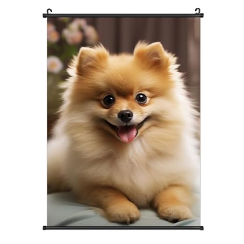 Chien de Poméranie tableau sur toile déco pour chambre et bureau
