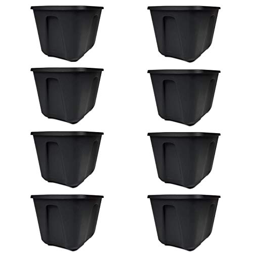 Mainstay Storage Totes Easy to Transport, 18 gal, Black, Set of 8