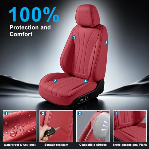 Image of Car Seat Covers Full Set for Toyota Tacoma 2000-2026, red