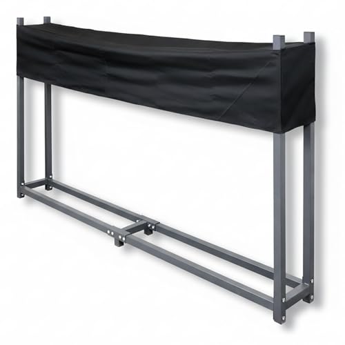 V2Aox Kaminholzregal Regal Aufbewahrung für Kaminholz Brennholz Holzunterstand Kaminholzständer Brennholzregal Metall mit Abdeckung 200 x 115 cm in Anthrazit