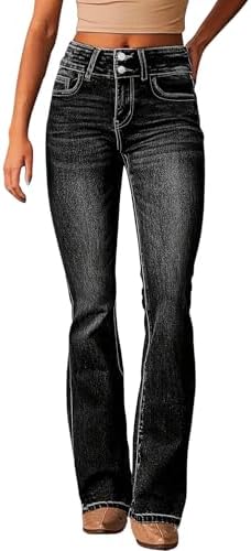 yoeasy Womens High Waisted Jeans Flare Bell Bottom Retro Stretch ...