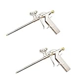 CINY 2 piezas Pistola de Espuma De Poliuretano, Pistola De Aplicación De Pulverización De Pu De Alta Resistencia De Metal, Aplicar Espuma Expansiva En Pequeños Huecos Para Sellar, Rellenar (Dorado)