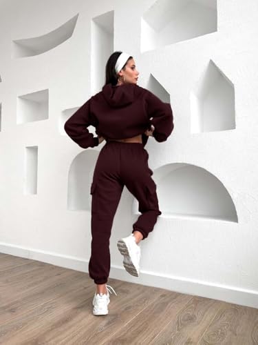 Image of KOTTY Women's Winter Tracksuit Set | Warm Fleece Gymwear Joggers & Hooded Top | Stylish Activewear Coord for Walking, Yoga & Travel