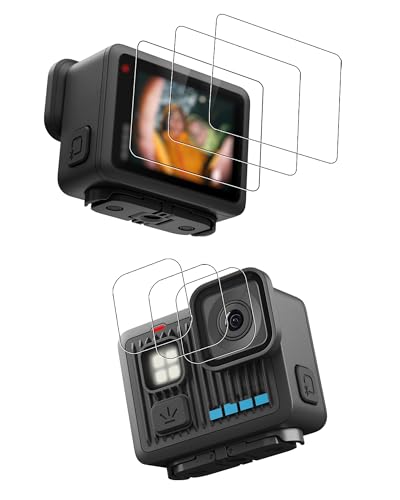 daunke 3 juegos de protectores de pantalla para cámara GoPro Lite Hero de cristal templado, 3 protectores de pantalla + 3 protectores de lente, antiarañazos, antihuellas, sin burbujas, HD transparente