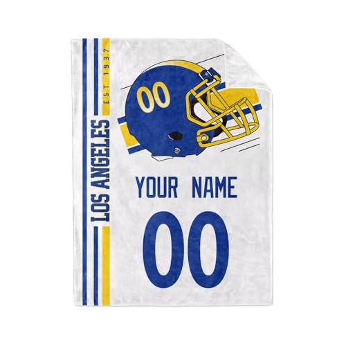 Image of Los Angeles R Throw Blanket Custom Name and Number Personalized Gifts for Men and Women