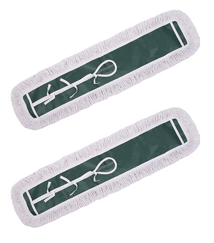 Image of 36 inch inch Industrial-Grade Cotton Dust Mop Head Refills, Perfect Replacement for Busy Home, Gym, Commercial Spaces, Heavy-Duty Mop for Janitorial & Housekeeping Needs - 2 Pack (White)