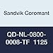 Sandvik Coromant, QD-NL-0800-0008-TF 1125, CoroCut QD Insert for Turning, Carbide, Neutral Cut, 1125 Grade, (Ti,Cr,Al) N+(Ti,Al) N (Pack of 10)