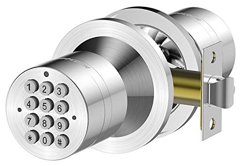 Cerradura digital para puerta sin llave inteligente Turbulock, con bloqueo automático, respaldo de batería y fácil instalación y teclado retroiluminado (plata)