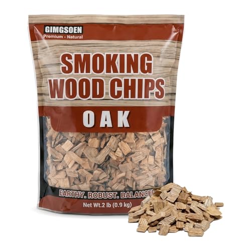 Oak Smoking Wood Chips 2 lb Natural Hardwood Smoker Chips for BBQ Grill & Smoker Strong Classic Smoke Flavor for Beef Brisket & Ribs No Chemicals