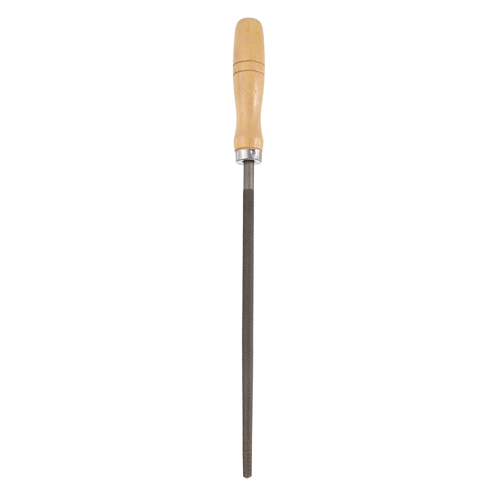 sourcing map 10" Round Coarse Cut File Double Cut Teeth Coarse Metal File High Carbon Steel T12 with Wood Handle for Metal Wood Finishing Roughing, Grey/Yellow
