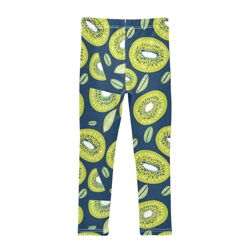 Green Kiwi Leaf Girls Leggings Soft Stretch Workout Yoga Dance Pants for Kids Casual Tights2