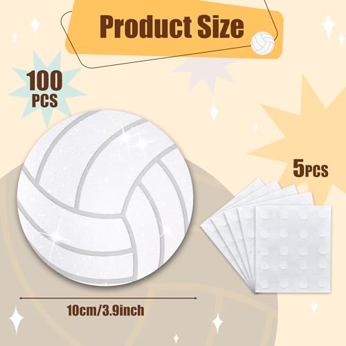 Image of Glitter Volleyball Cutouts- 100Pcs Sport Ball DIY Paper Cuts Party Decorations Volleyball Shape Cutout Bulletin Board for Sports Theme Party Birthday Back to School Classroom Game Day Wall Decors