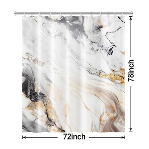 Ruelvth Grey and White Shower Curtain, Modern Grey Marble Shower Curtain for Bathroom Aesthetic Waterproof Shower Curtain Set with Hooks, 72x78 Inch by Ruelvth - Used condition - Image 7