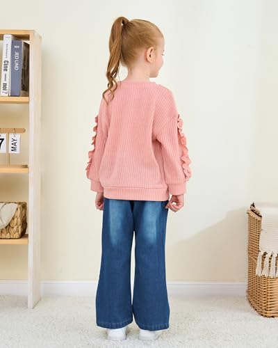 Toddler Baby Girl Clothes Kids Outfits Ruffle Heart Sweatshirt Jeans Denim Pants Set Little Girls Clothing4