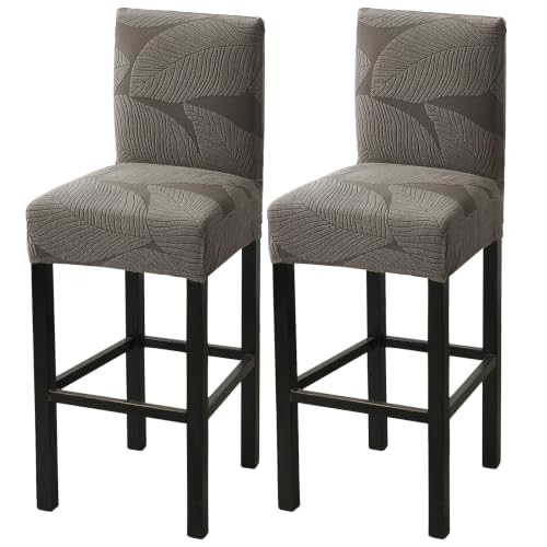 Image of HAOYONG Bar Stool Covers, Stretch Counter Stool Pub Chair Slipcover Washable Counter Height Chair Covers for Kitchen Dining Room Cafe Set of 2 (Coffee)