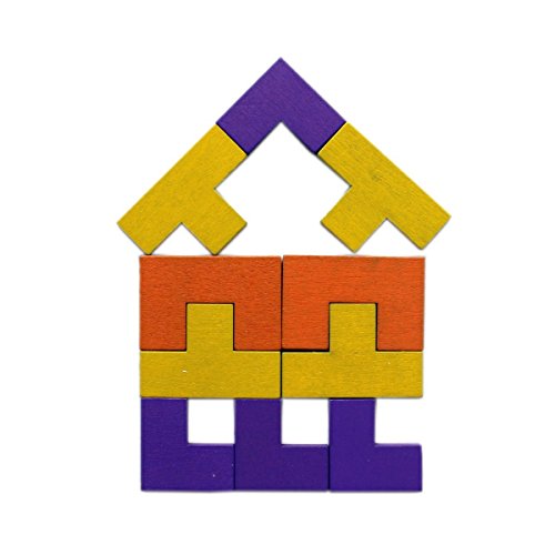 Image of Tetris Puzzle for Kids,Wooden Russian Blocks, Wood Intelligence Puzzle, Brain Teasers Games, Tangram Jigsaw Intelligence Puzzle Educational Gift for Kids,Building Blocks 40pcs, Ages 3-8 Years.