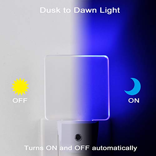 Blue Led Night Light Plug In, 4 Pack Dusk To Dawn Blue Night Light, Auto On Off, 0.5W Suitable For Bathroom, Hallway, Nursery, Bedroom, Stairs, Kitchen, Adults, Kids, Halloween, Christmas Decor #TOP2