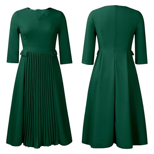 Image of Wear to Work Midi Dress for Women Business Casual A-line Dress Elegance Church Outfits