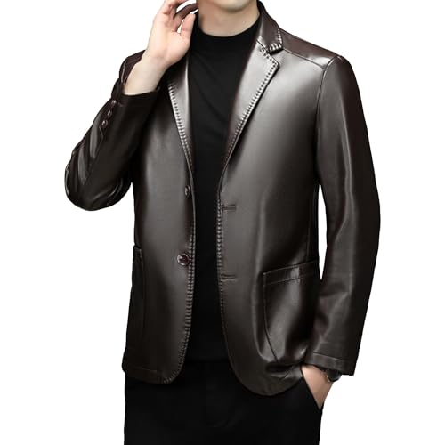 Chaqueta de cuero para hombre estilo casual con bolsillos miniatura 1