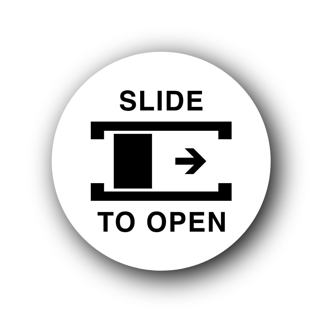 Slide to open instruction Sign – 9.5x9.5cm Brushed Aluminium