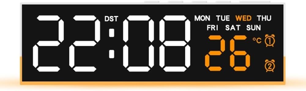 Multifunctional Digital Clock with LED Night Light, Adjustable Brightness, Temperature Display in Celsius or Fahrenheit, Automatic Light Sensing, for Bedroom or Living Room(Orange)