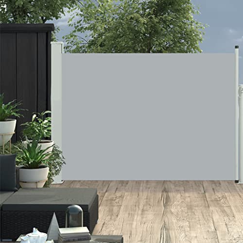 Seitenmarkise Ausziehbar 100 x 500 cm Terrassen-Sichtschutz Ausziehbare Markise, Sonnenschutz, UV-Beständig, Reiß- & Wasserfest, für Terrasse Balkon, Seitenrollo mit Bodenhalterung, Grau