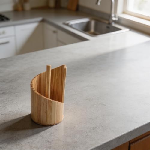 Portarrollos estable de hierro y madera con base firme antivuelco 4