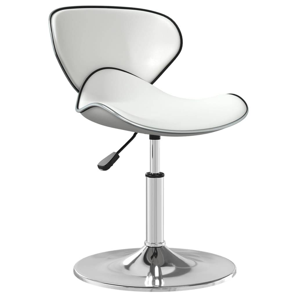 Taburete de bar blanco de piel sintética con elevación de gas, altura regulable, giratorio 360 grados, estructura de acero cromado, acolchado con respaldo y reposapiés, ideal para cocina