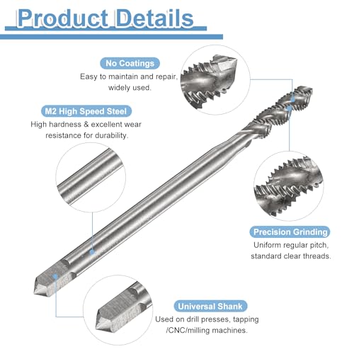Macho de rosca 1/4-28 UNF 2B HSS M2 espiral herramienta roscado tornillo 4