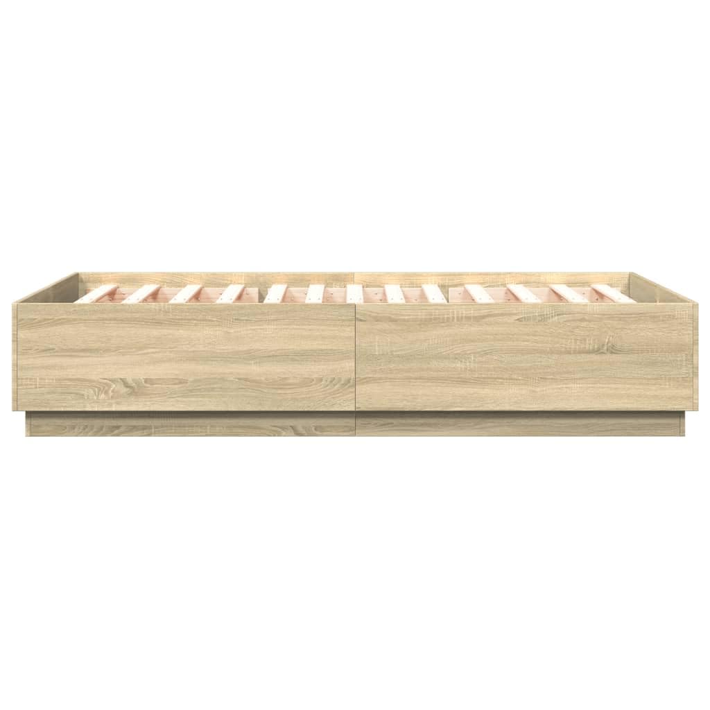 vidaXL Bedframe zonder matras hout gerookt eikenkleurig 140x200 cm