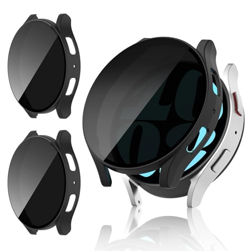 Kimiyaki 2 Pack for Samsung Galaxy Watch 6 40mm Screen Protector Case [Anti-Peeping], Privacy Hard PC Bumper Full Coverage Protective Accessories Built-in Tempered Glass Film
