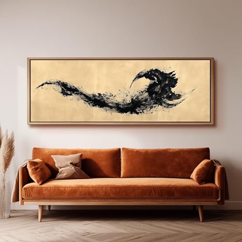 Lavis d'encre décoration murale panoramique 30x90cm style sumi-e - 4