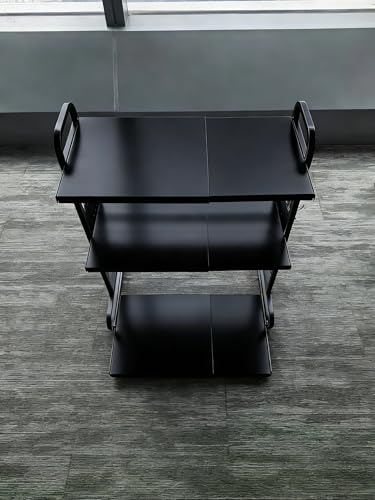 レンジ上ラック 3段 伸縮式（ブラック）