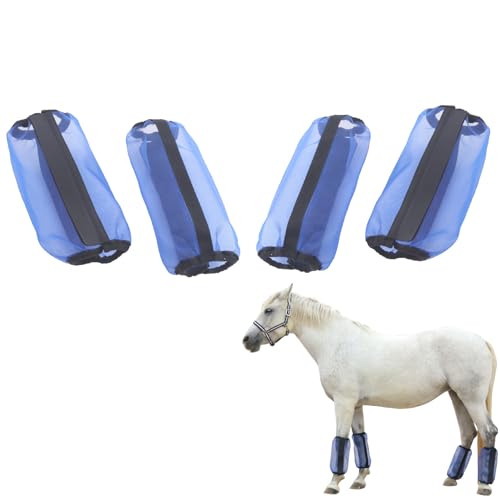 Guêtres chevaux antidérapantes en maille ultra légère protégeant des chocs lot de 4