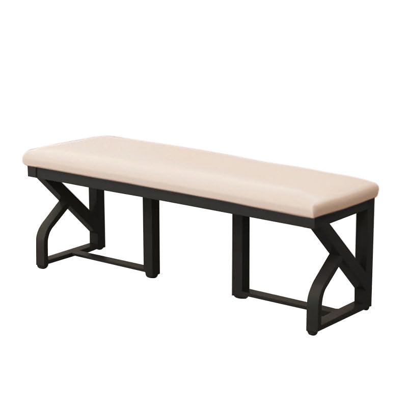 Banc à chaussures en cuir et métal noir pour entrée chic