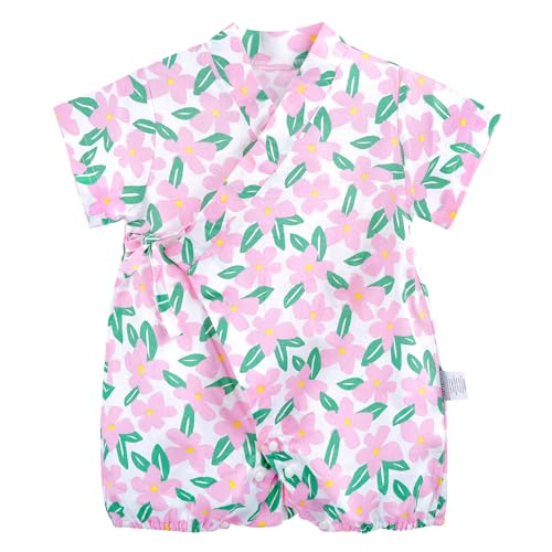 Image of PAUBOLI Baby Japanese Kimono Robe Cotton Infant Comfy Loose Pajamas