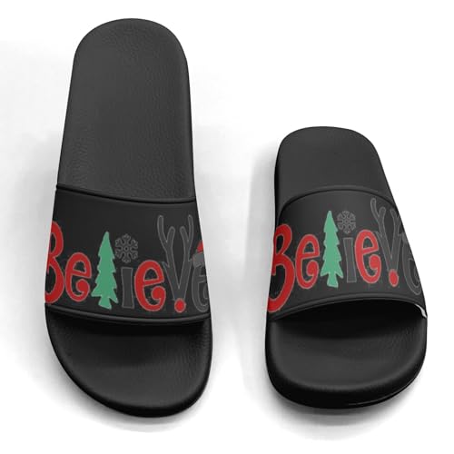 Christmas Tree Design Slippers Sandals for Women Men Casual Athletic Sandals Pool Shower Indoor Outdoor Slide Slippers4