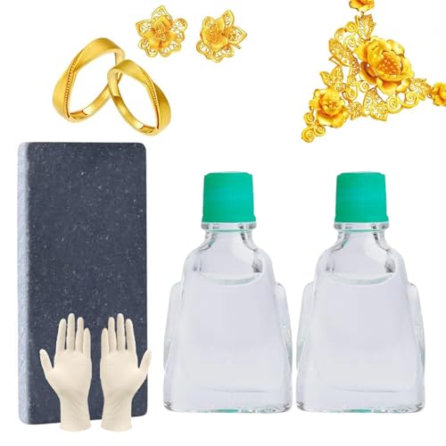 Gold Tester Gold Tester Set Säure Gold Prüfgerät Goldtester Set Gold Tester Set mit 2pcs Goldprüfgerät prüfstein und Handschuhe für 999 10k-24k Edelmetalle Zuverlässig und Schnell Testen
